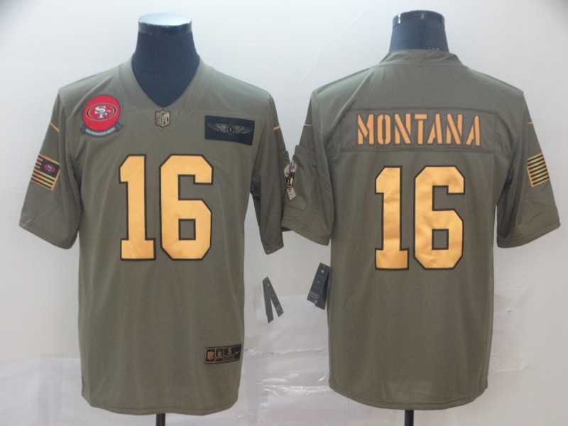 Nike 49ers 16 Joe Montana 2019 Olive Gold Salute To Service Limited Jersey,We sell and wholesale Nike 49ers 16 Joe Montana 2019 Olive Gold Salute To Service Limited Jersey on line form chian!